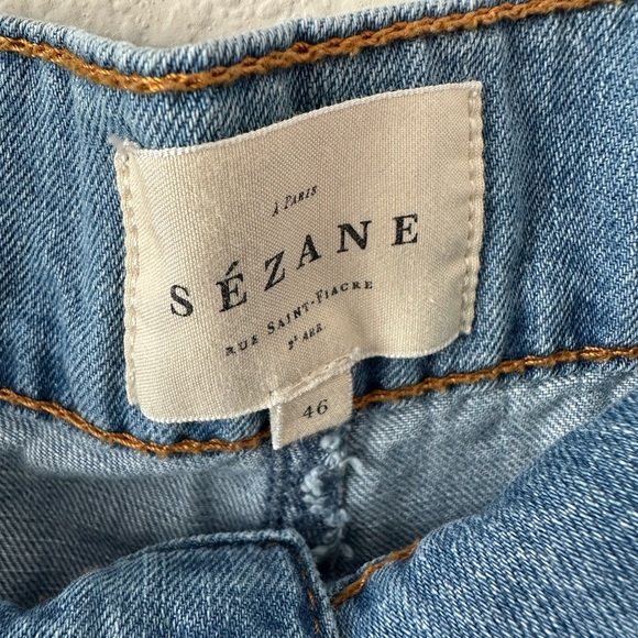 Sezane The Venice High Waisted Trousers Wide Leg Blue Jeans ST FR 46 US 14 - Picture 4 of 6